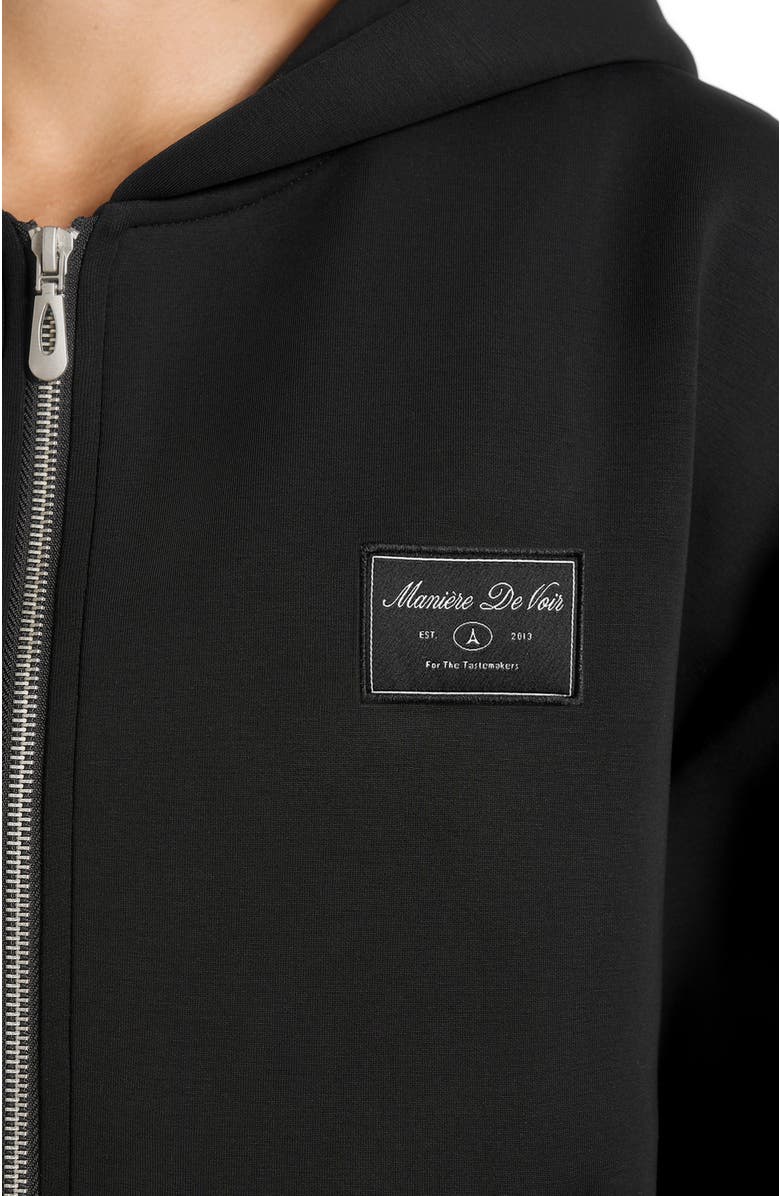 Manière De Voir Ray Unisex Neoprene Cropped Zip Hoodie, Alternate, color, Black