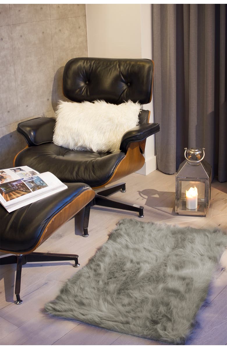 LUXE Faux Fur Hudson Rectangular Rug - 2ft x 3ft - Grey, Alternate, color,