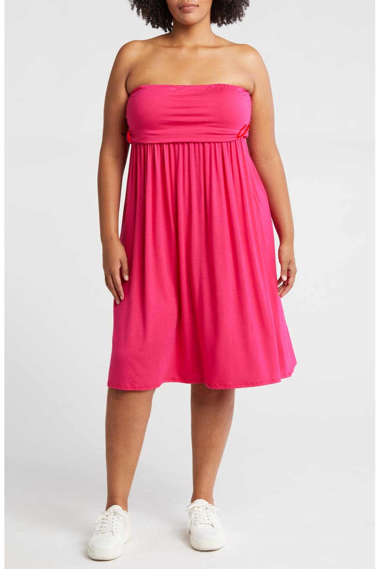 Strapless Jersey Midi Dress, Main, color, PINK