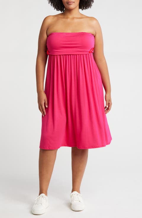 Strapless Jersey Midi Dress (Plus)