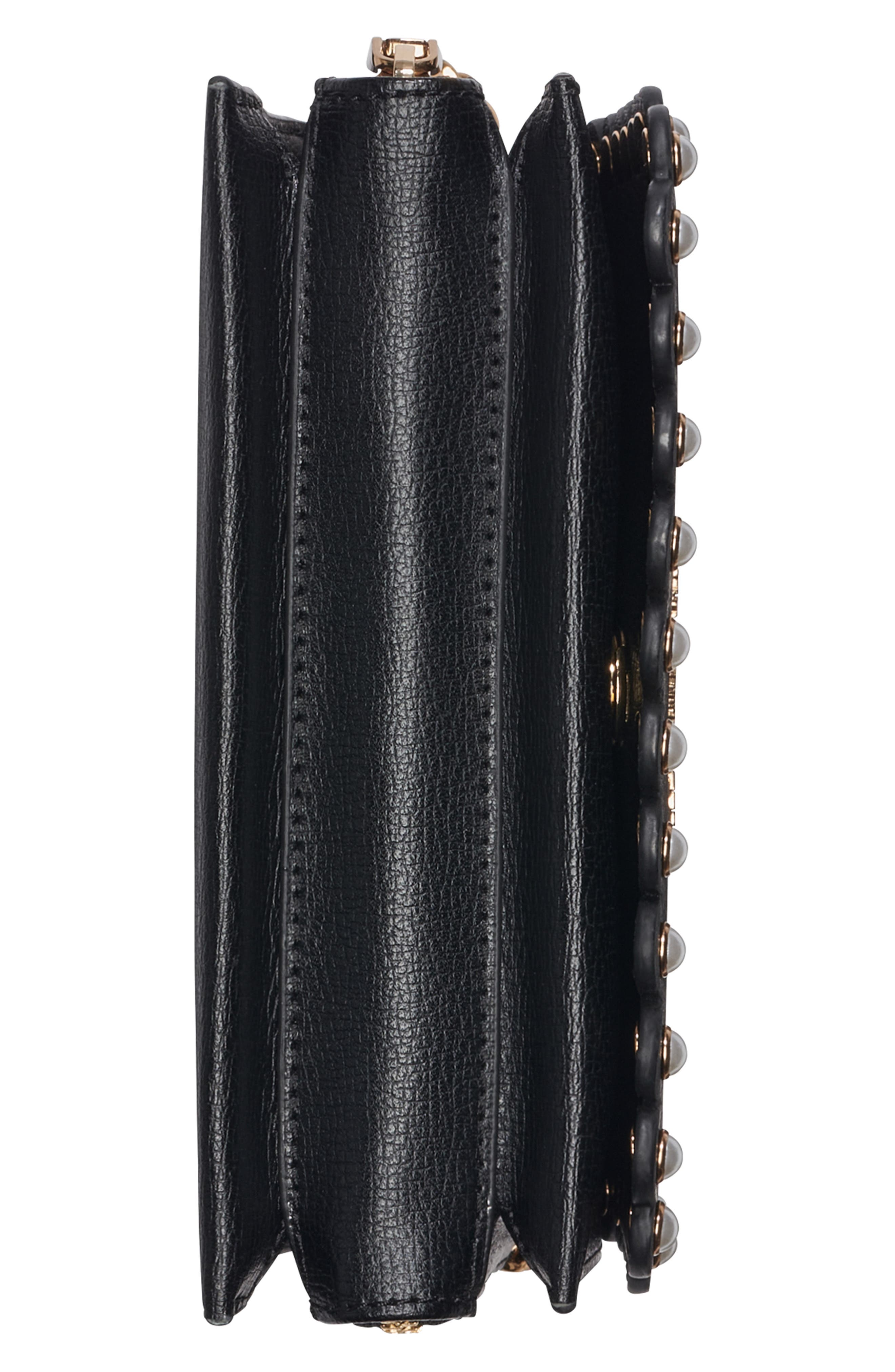 KARL LAGERFELD PARIS Lourdes Leather Crossbody, Alternate, color, Black/ Gold