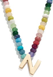 BaubleBar Rainbow Beaded Initial Pendant Necklace