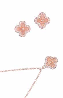 Adornia Fluted Clover Stud Earrings & Necklace Set