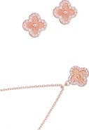 Adornia Fluted Clover Stud Earrings & Necklace Set