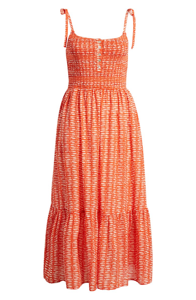 Marine Layer Carmen Tie Strap Ruffle Hem Maxi Dress, Alternate, color, Sardina Print