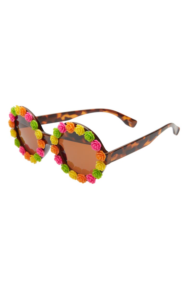 Rad + Refined Flower 55mm Round Sunglasses, Alternate, color, Tortoise/ Brown
