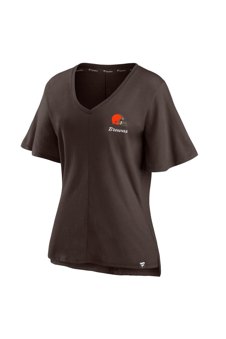 Women's Fanatics Branded Brown Cleveland Browns Southpaw Flutter V-Neck T-Shirt, Alternate, color, Brown