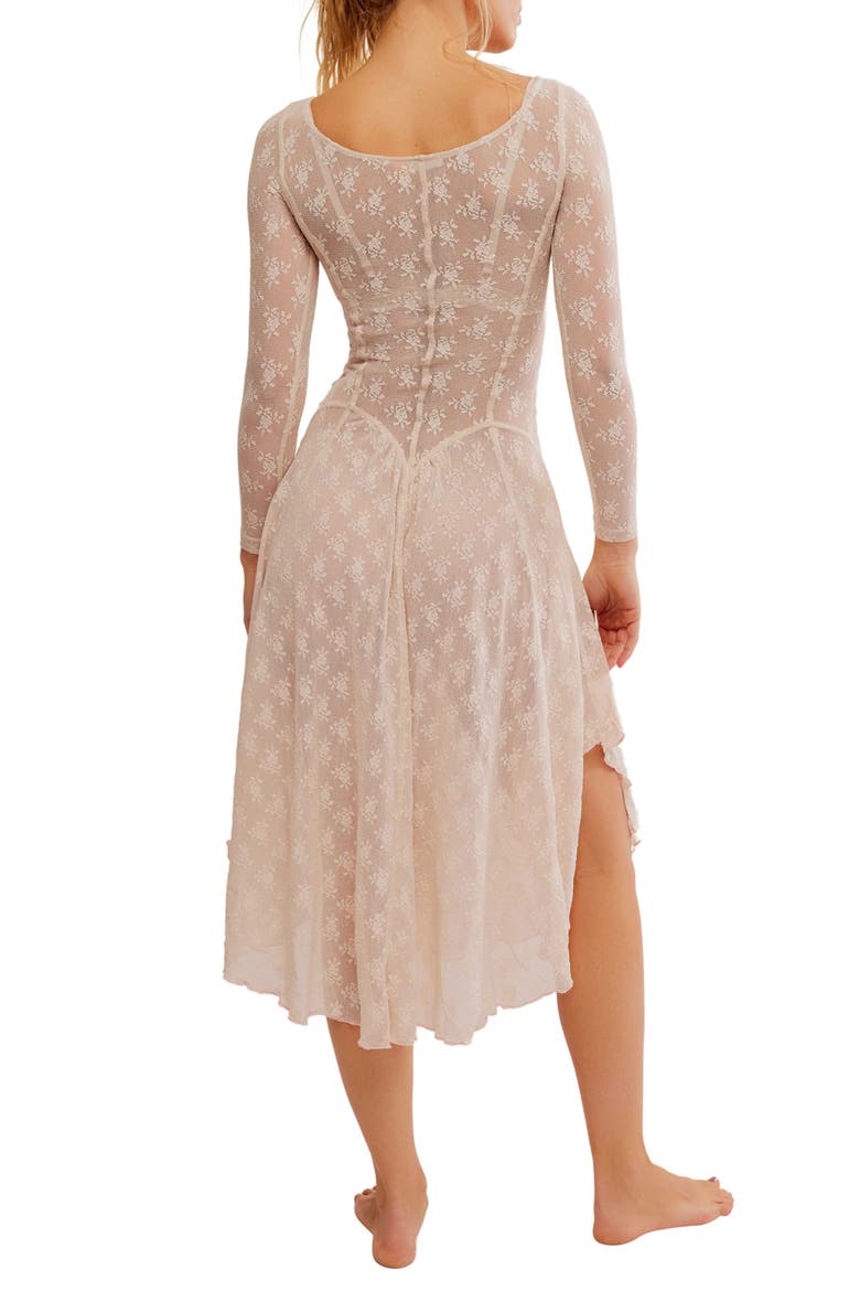 Dial for Drama Floral Mesh Lace Long Sleeve Nightgown, Alternate, color, CRYSTAL GREY