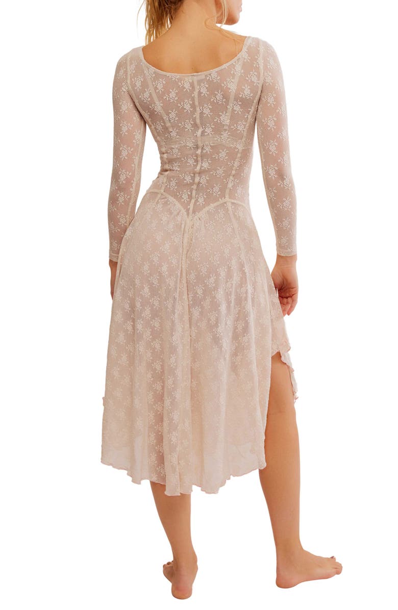 Free People Dial for Drama Floral Mesh Lace Long Sleeve Nightgown, Alternate, color,