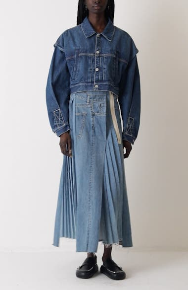 KURO Power Shoulder Denim Crop Jacket | Nordstrom