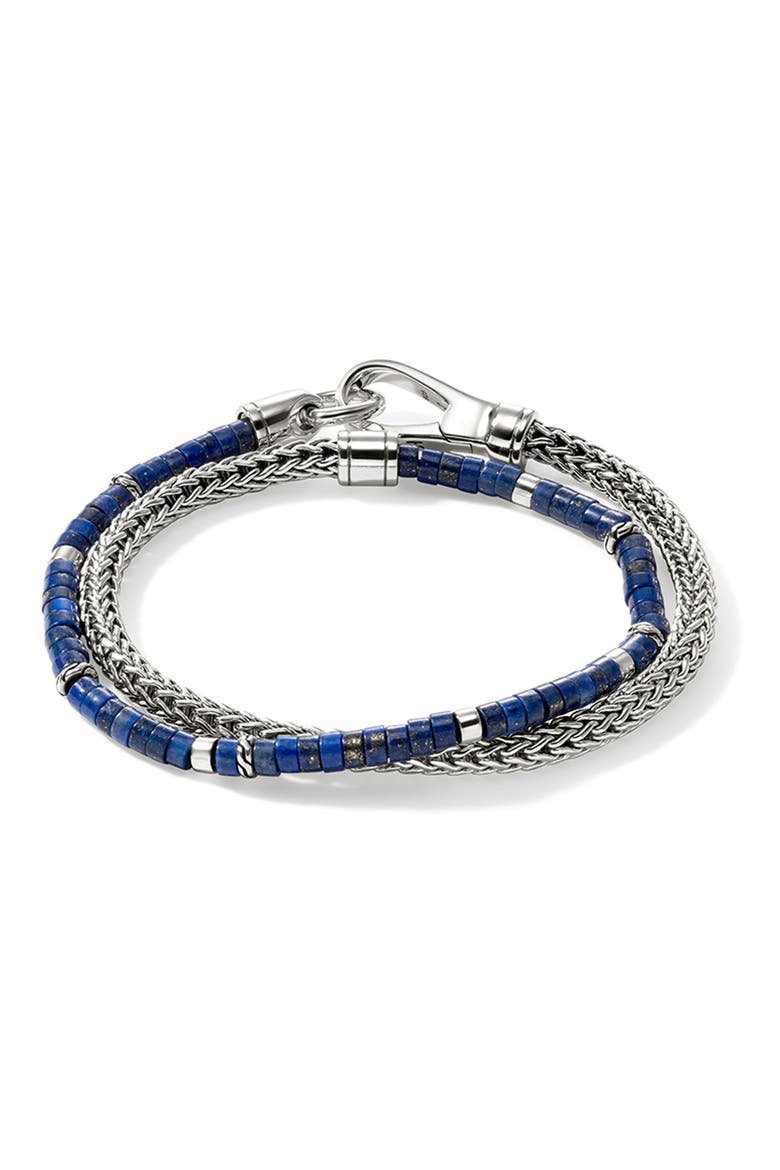 Heishi Chain Wrap, Sterling Silver, Gemstones, Main, color, SILVER/BLUE