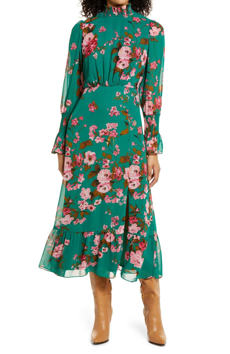 Julia Jordan Floral Ruffle Long Sleeve Dress, Main, color,