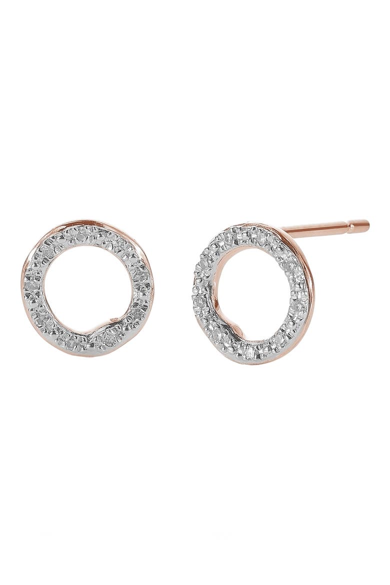 Riva Diamond Circle Stud Earrings (Nordstrom Exclusive), Main, color, ROSE GOLD