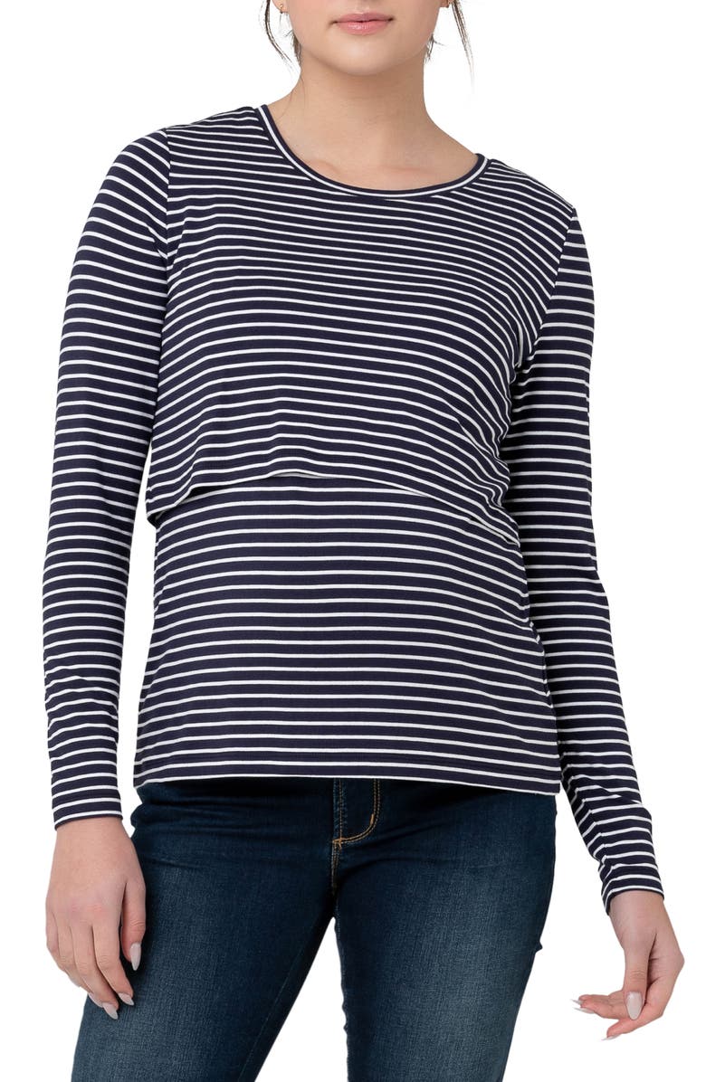 Ripe Maternity Layered Stripe Maternity/Nursing T-Shirt, Main, color,