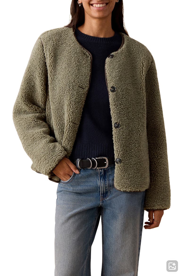 Textured Fleece Jacket, Main, color, GREEN