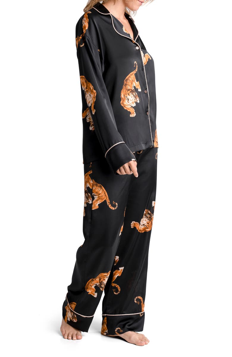 Midnight Bakery Tigress Print Satin Pajamas, Alternate, color, 