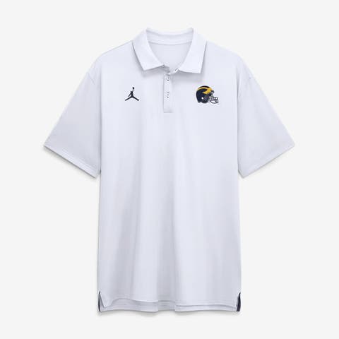 Men's Jordan Brand White Michigan Wolverines 2026 Sideline Tour Dri-FIT Polo