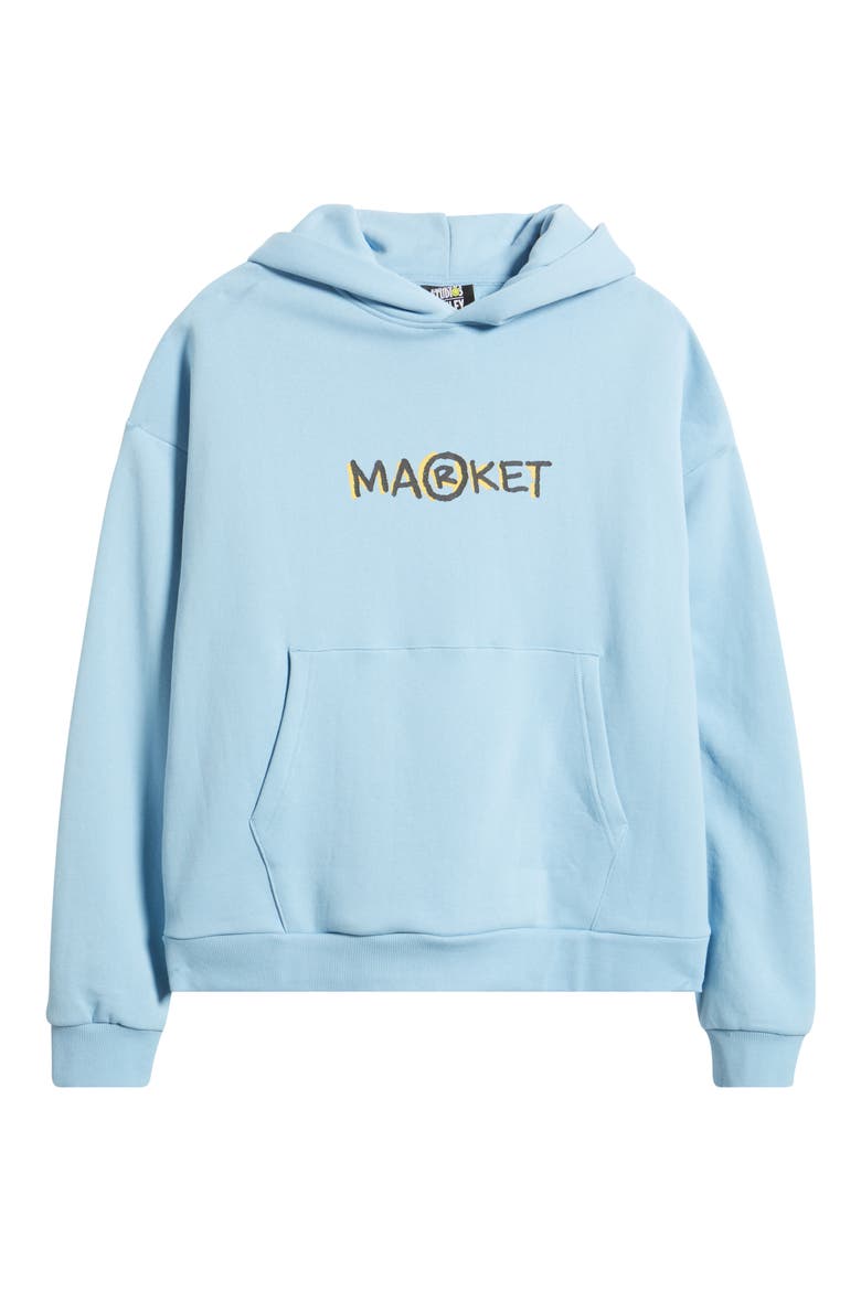 Smiley Doodle Cotton Graphic Hoodie, Alternate, color, BLUE