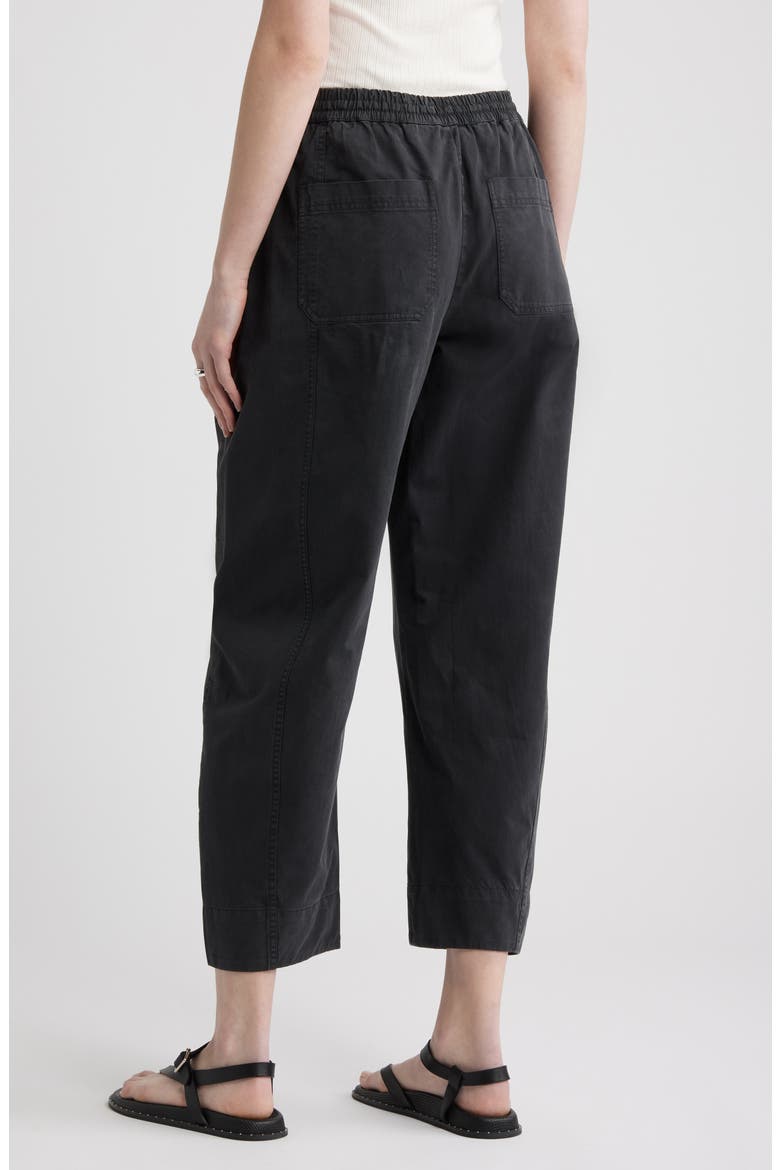 Pull-On Crop Barrel Leg Cotton Pants, Alternate, color, BLACK JET