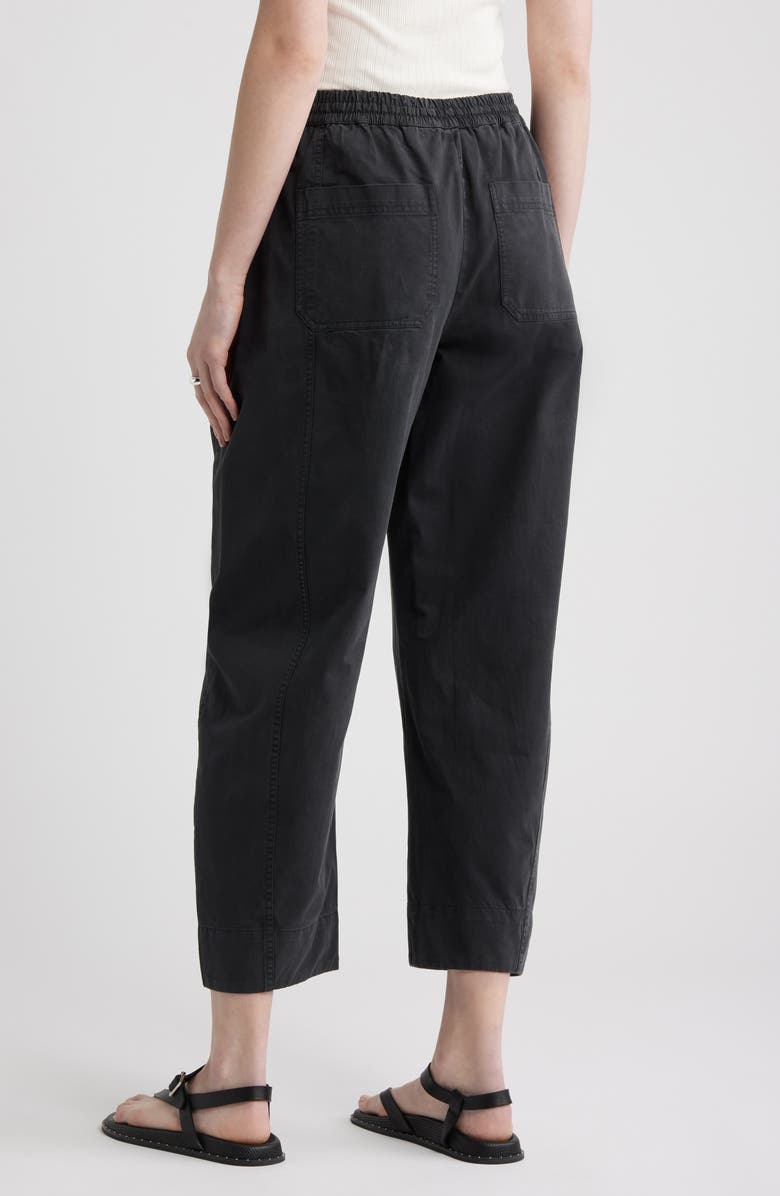 Treasure & Bond Pull-On Crop Barrel Leg Cotton Pants, Alternate, color, Black Jet