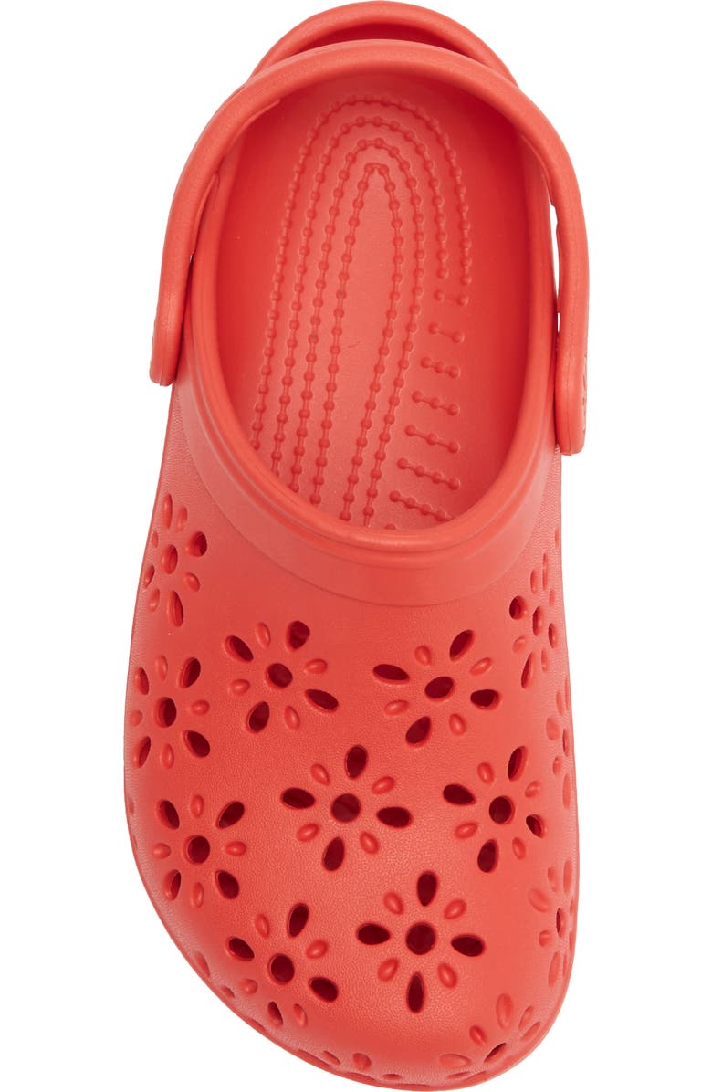 CROCS Kids' Classic Floral Cutout Clog, Alternate, color, Cherry Red