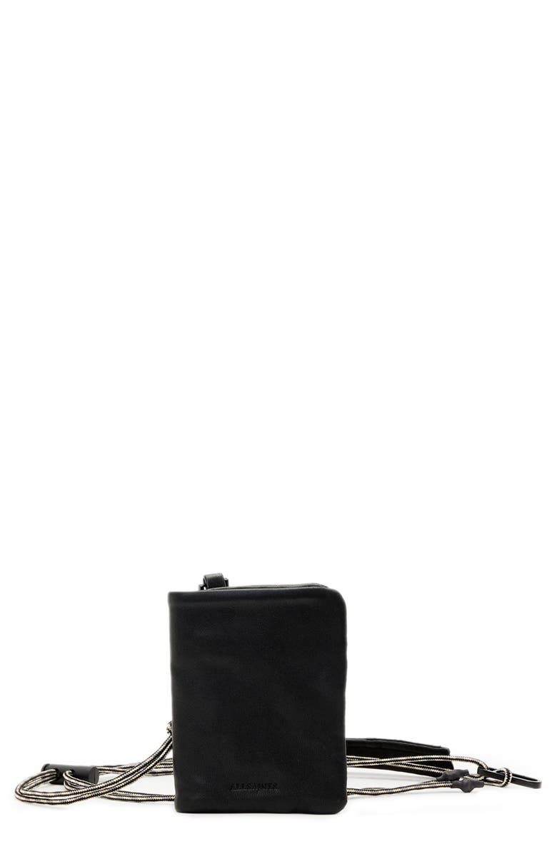AllSaints Bartlett Leather Lanyard Card Case, Main, color, 