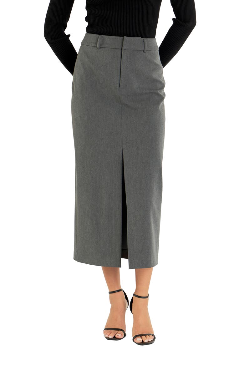 Front Slit Maxi Skirt, Alternate, color, GREY