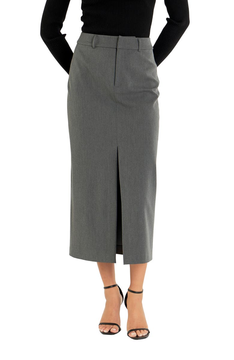 Endless Rose Front Slit Maxi Skirt, Alternate, color, Grey