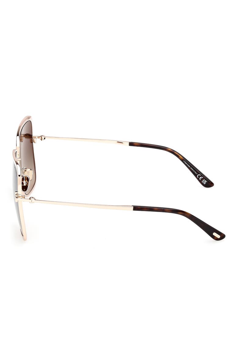 Tara 57mm Gradient Square Sunglasses, Alternate, color, SHINY ROSE GOLD / SMOKE LENS
