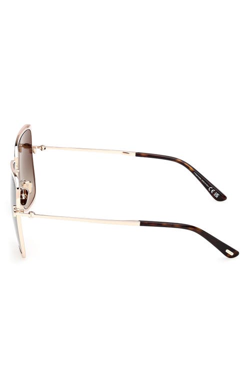 Tom Ford Tara 57mm Gradient Square Sunglasses In Gold