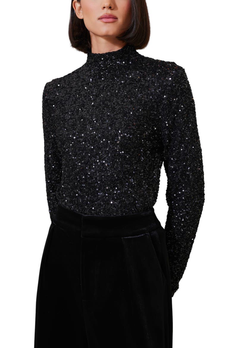 Sublime Funnel Neck Top, Alternate, color, Caviar