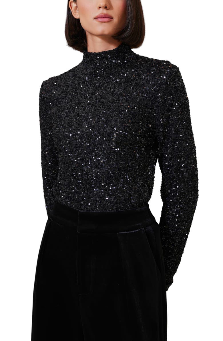 Bishop + Young Sublime Funnel Neck Top, Alternate, color, Caviar