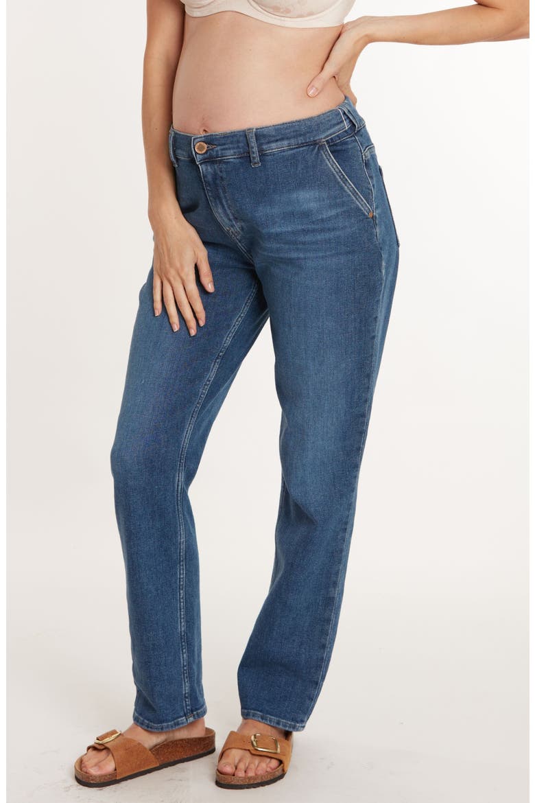 Carrie Mom fit maternity and post partum jeans, Alternate, color, MID BLUE USED