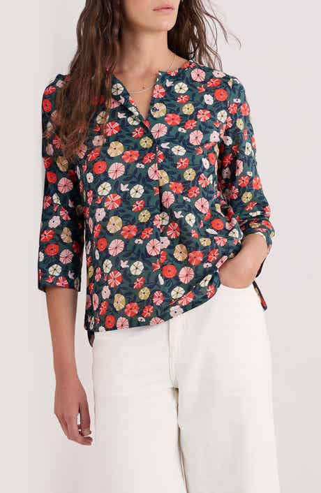 Seasalt Cornwall Watercolour Sketch Floral Print Woven Shirt