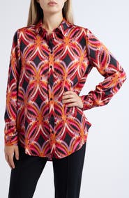 Tahari ASL Satin Button-Up Top