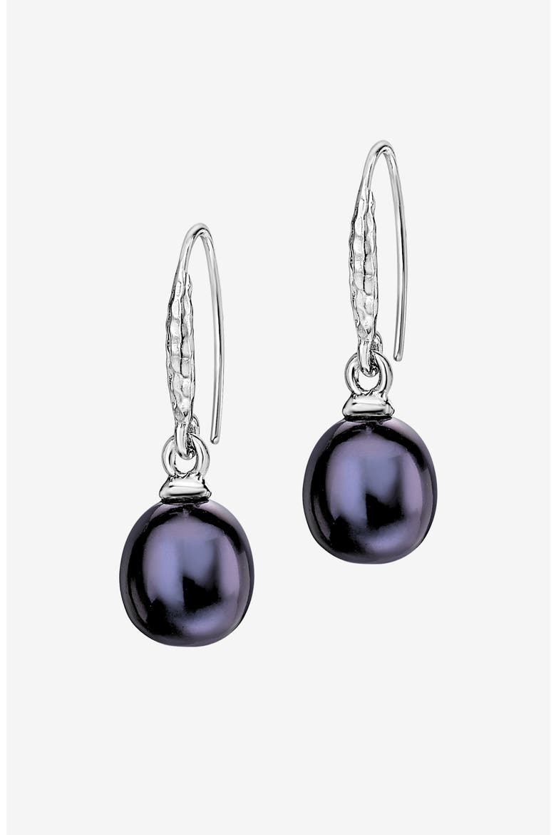 8mm Oval Peacock Luna Pearl Drop Earrings, Main, color, Sterling Silver