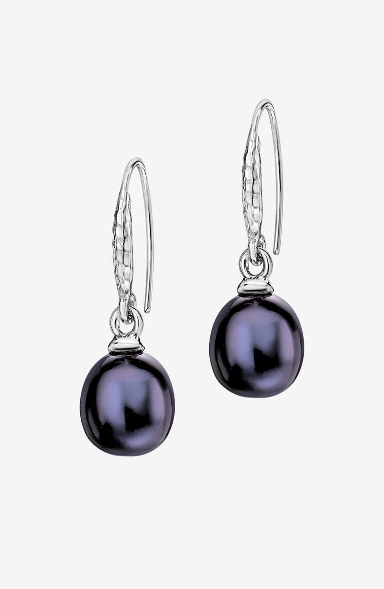 Dower & Hall 8mm Oval Peacock Luna Pearl Drop Earrings, Main, color, Sterling Silver