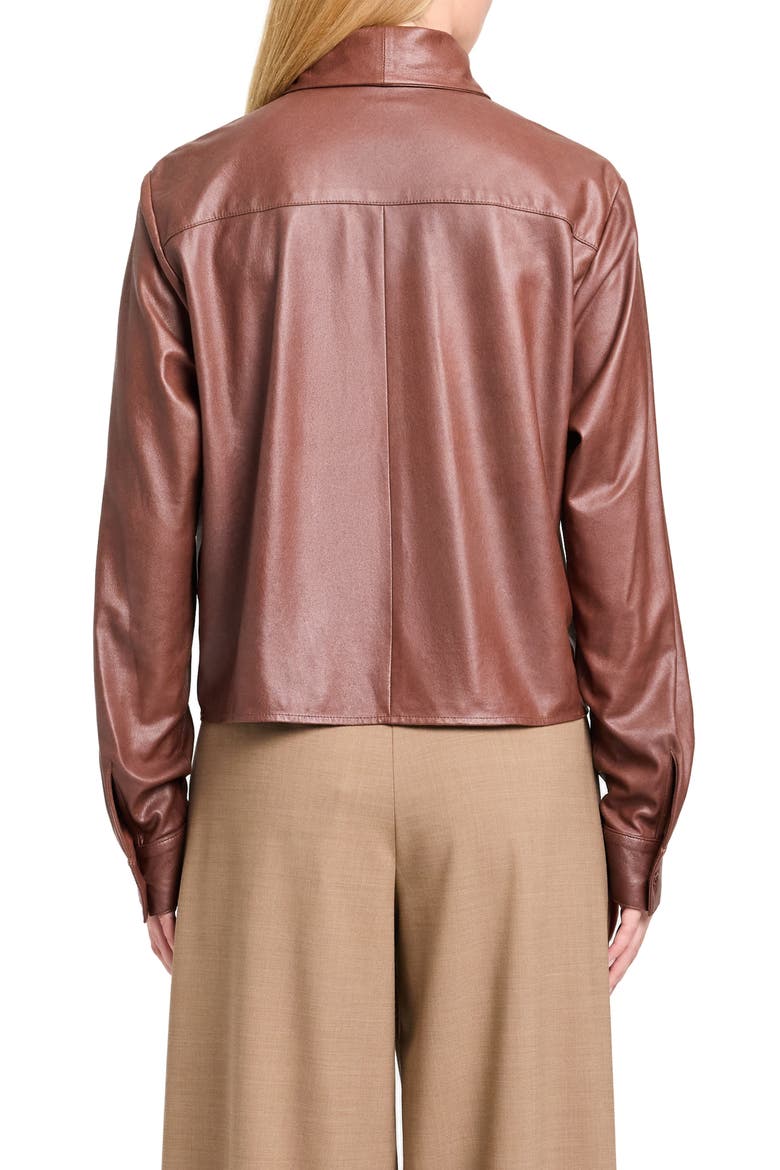 Leather Tie Collar Button-Up Shirt, Alternate, color, CIGAR