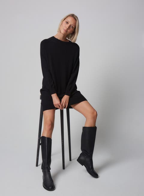 Organic Cotton Stretch Long Sleeve Crewneck Dress