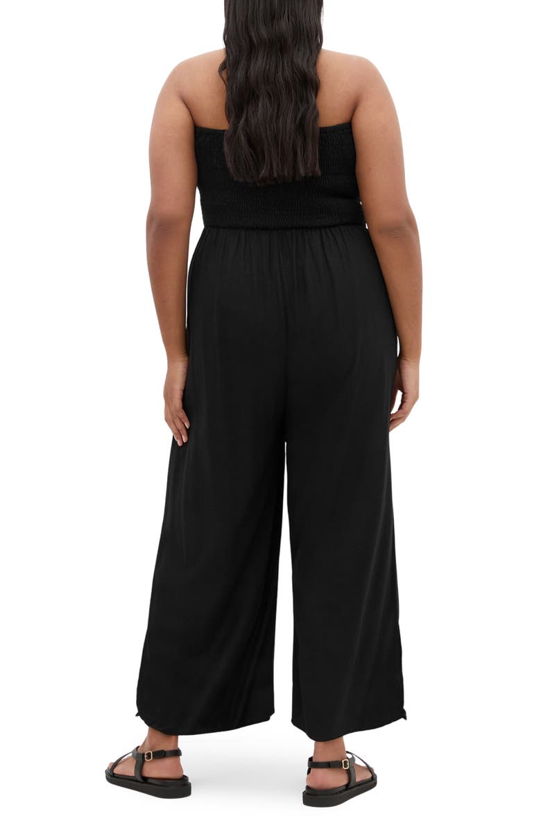 City Chic Ally Smocked Strapless Wide Leg Jumpsuit, Alternate, color, 