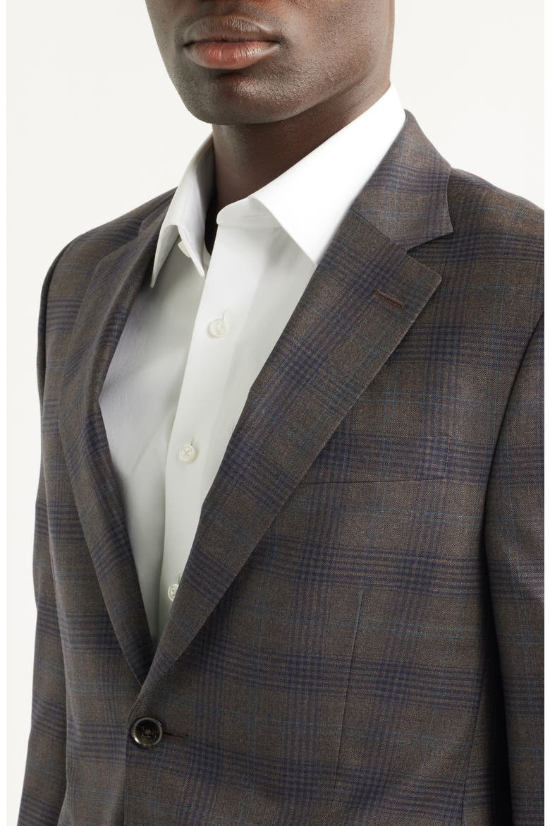 Flynn Classic Fit Brown Plaid Wool Sport Coat, Alternate, color, BROWN