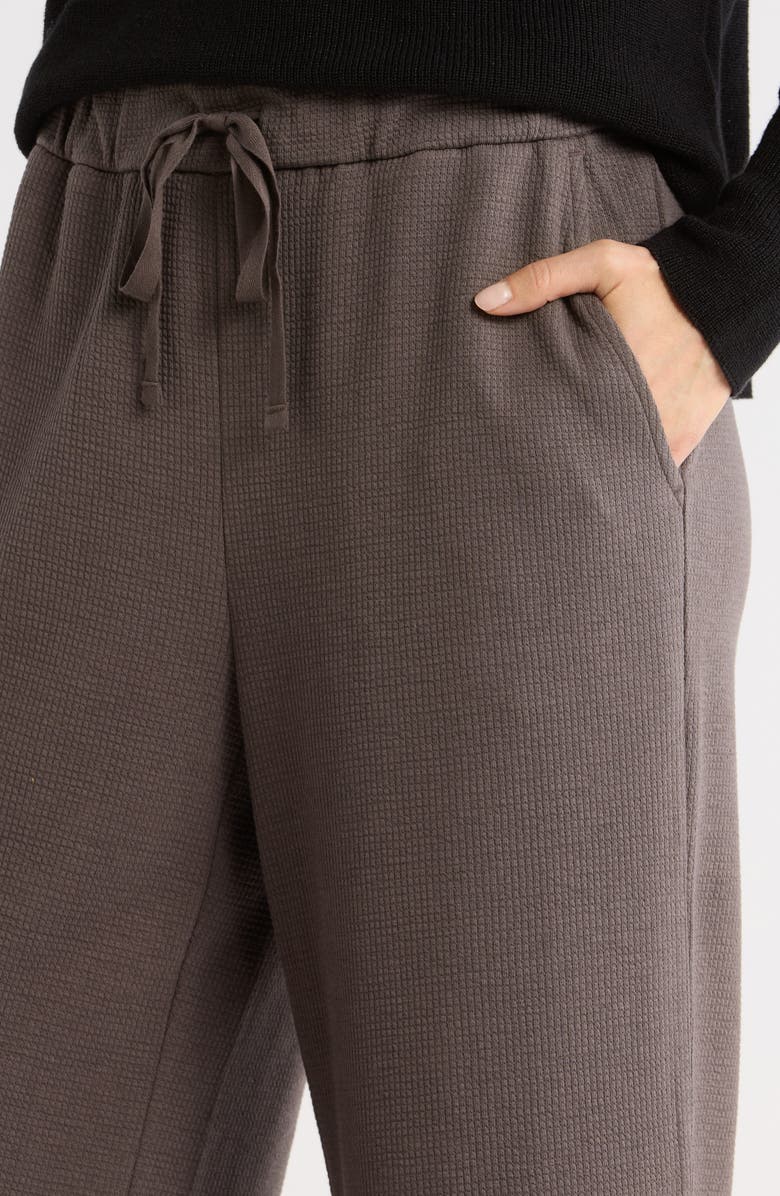 Eileen Fisher Organic Cotton Blend Ankle Wide Leg Drawstring Pants, Alternate, color, Rye