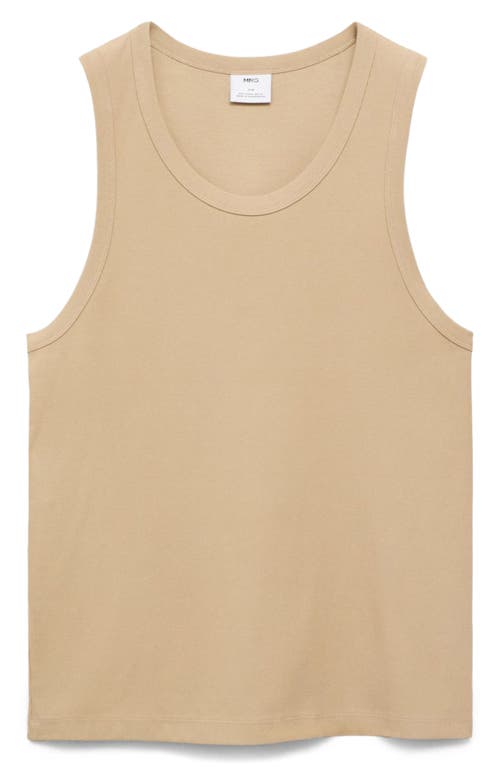 Mango Slim Fit Stretch Cotton Rib Tank In Neutral