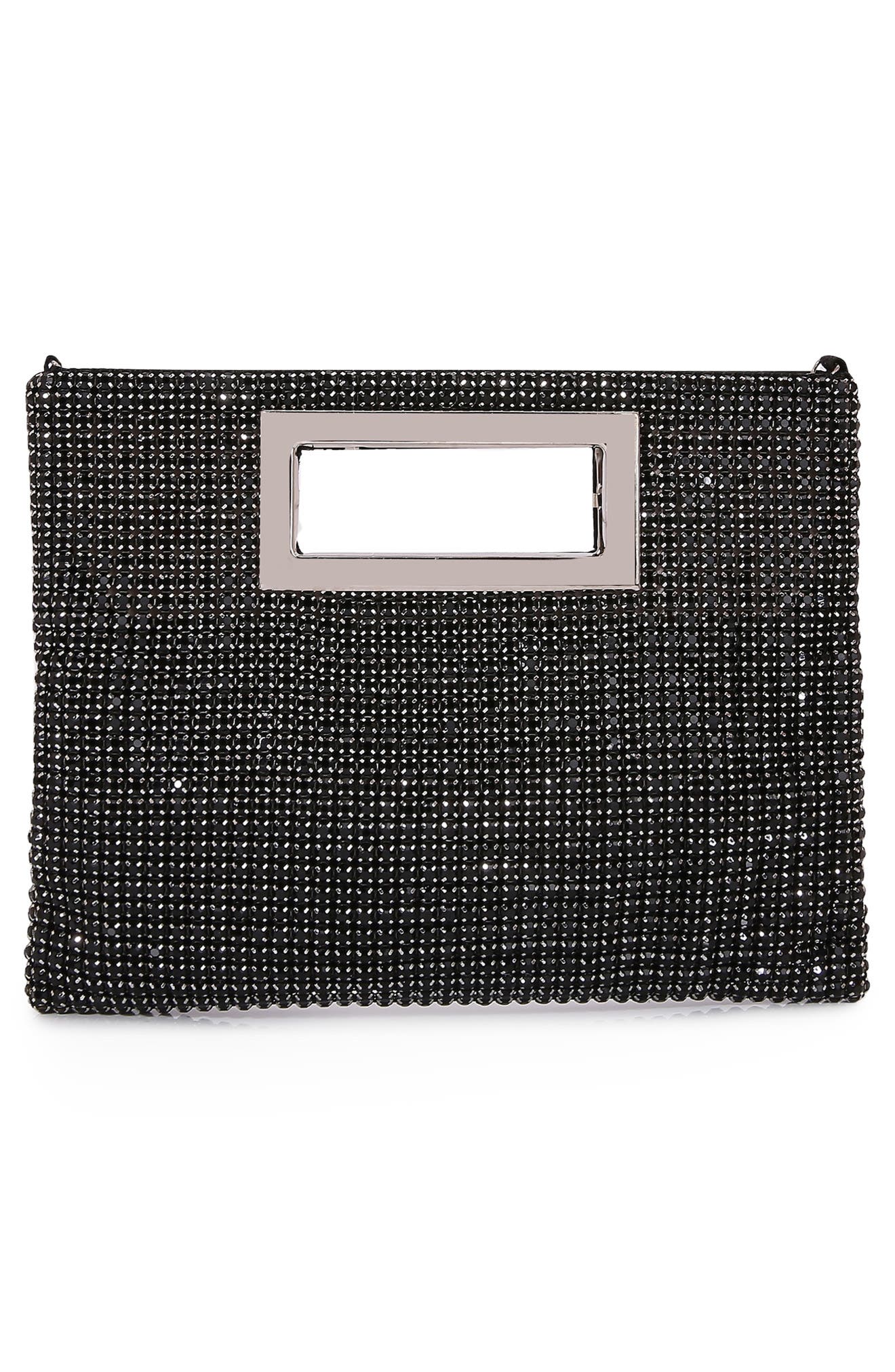 BERNESS Rhinestone Rectangular Clutch, Alternate, color, Black