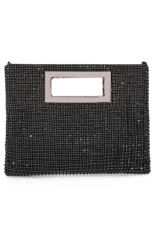 Berness Rectangular Top Handle Rhinestone Clutch In Black