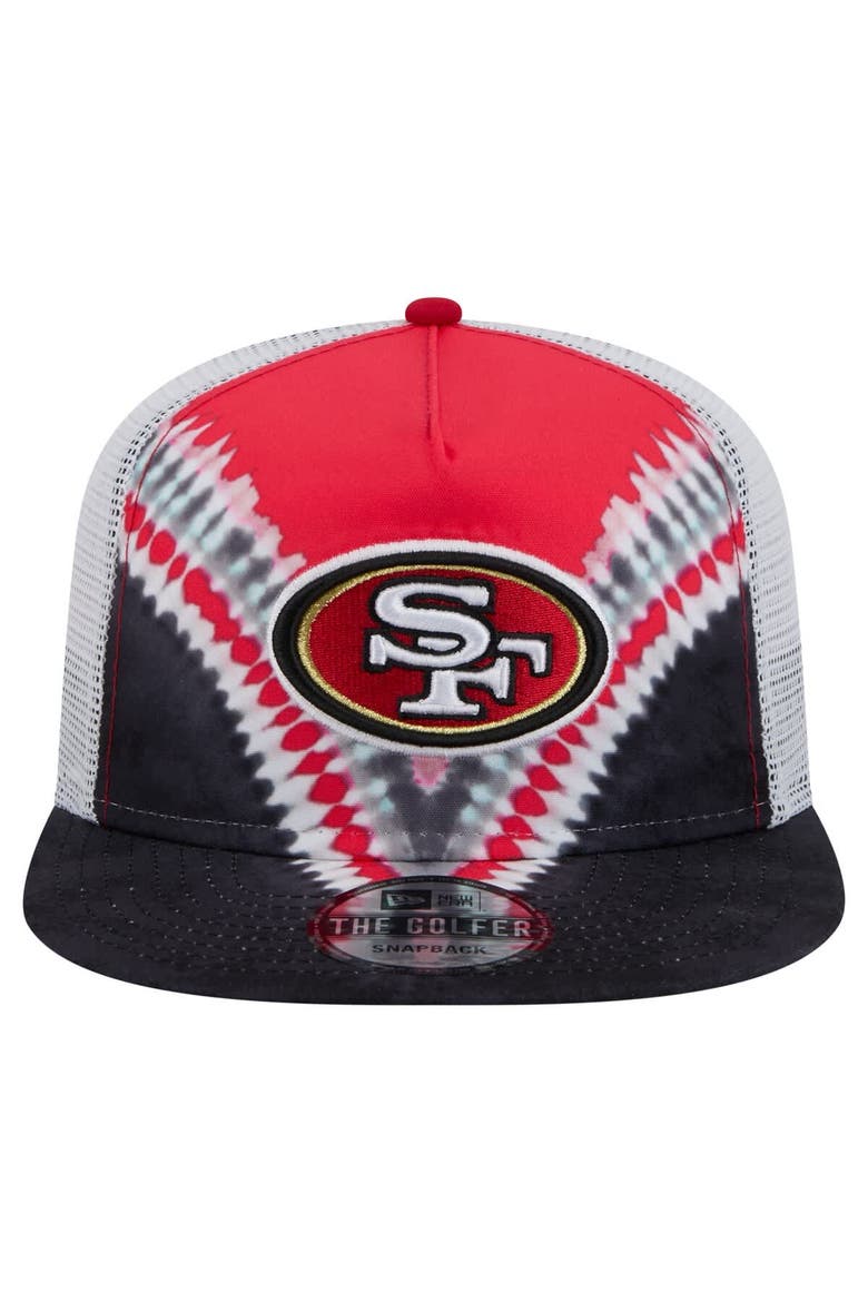 Men's New Era Scarlet/Black San Francisco 49ers Throwback Dye Golfer Snapback Hat, Alternate, color, Scarlet