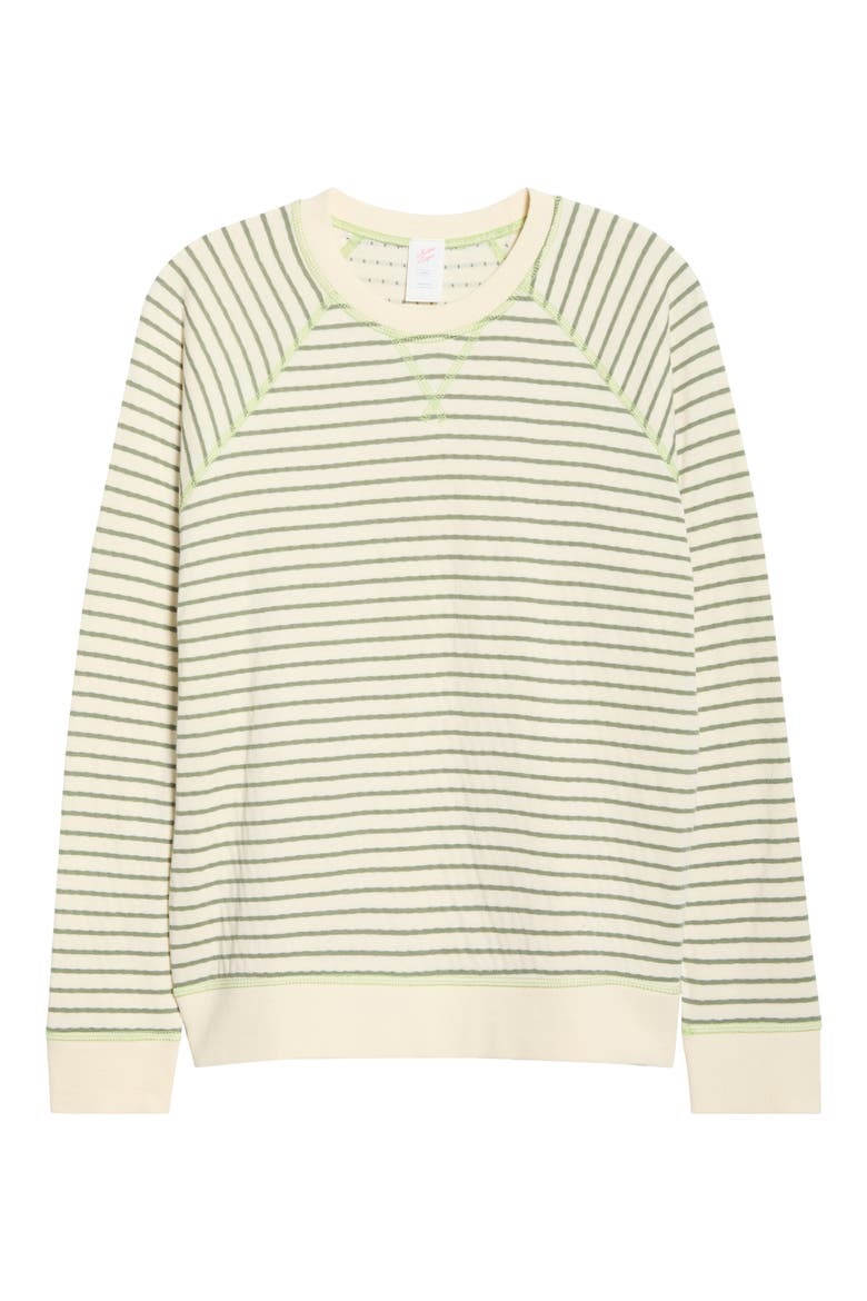 Stripe Reversible Raglan Sleeve Cotton Blend Sweater, Alternate, color, OLIVE/ WHITE STRIPE