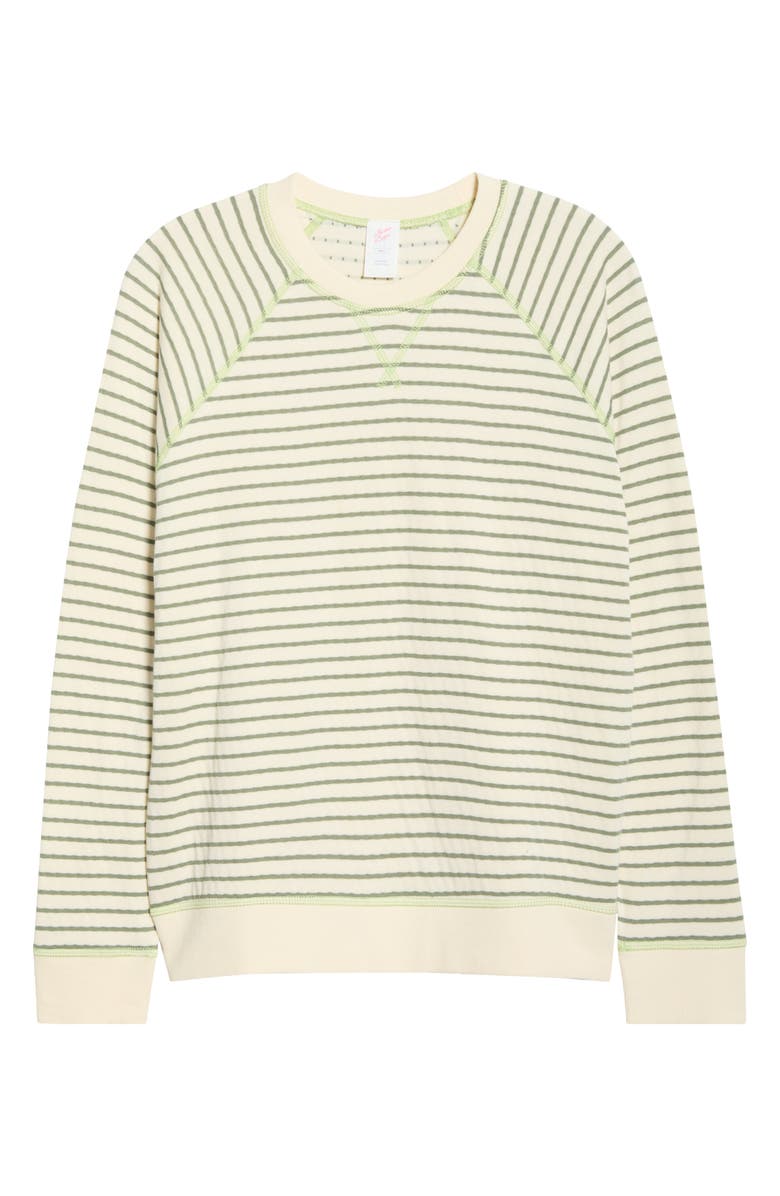 Marine Layer Stripe Reversible Raglan Sleeve Cotton Blend Sweater, Main, color, Olive/ White Stripe