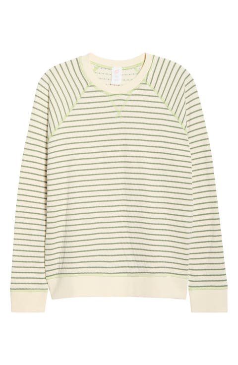 Stripe Reversible Raglan Sleeve Cotton Blend Sweater