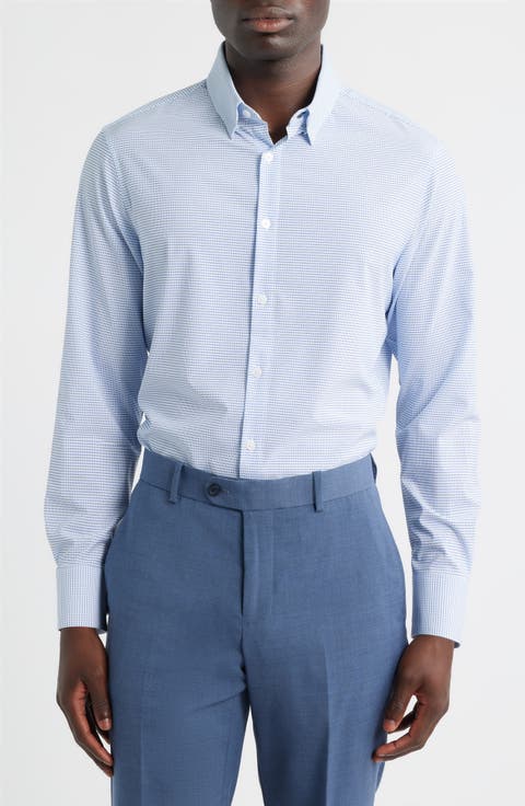 Leeward Trim Fit Plaid Performance Button-Up Shirt